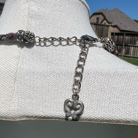Brighton Brown Leather Braided Necklace with Silver Accents - Picture 4 of 4